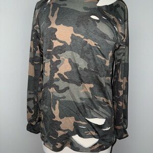 BiBi Distressed Camo Sweatshirt